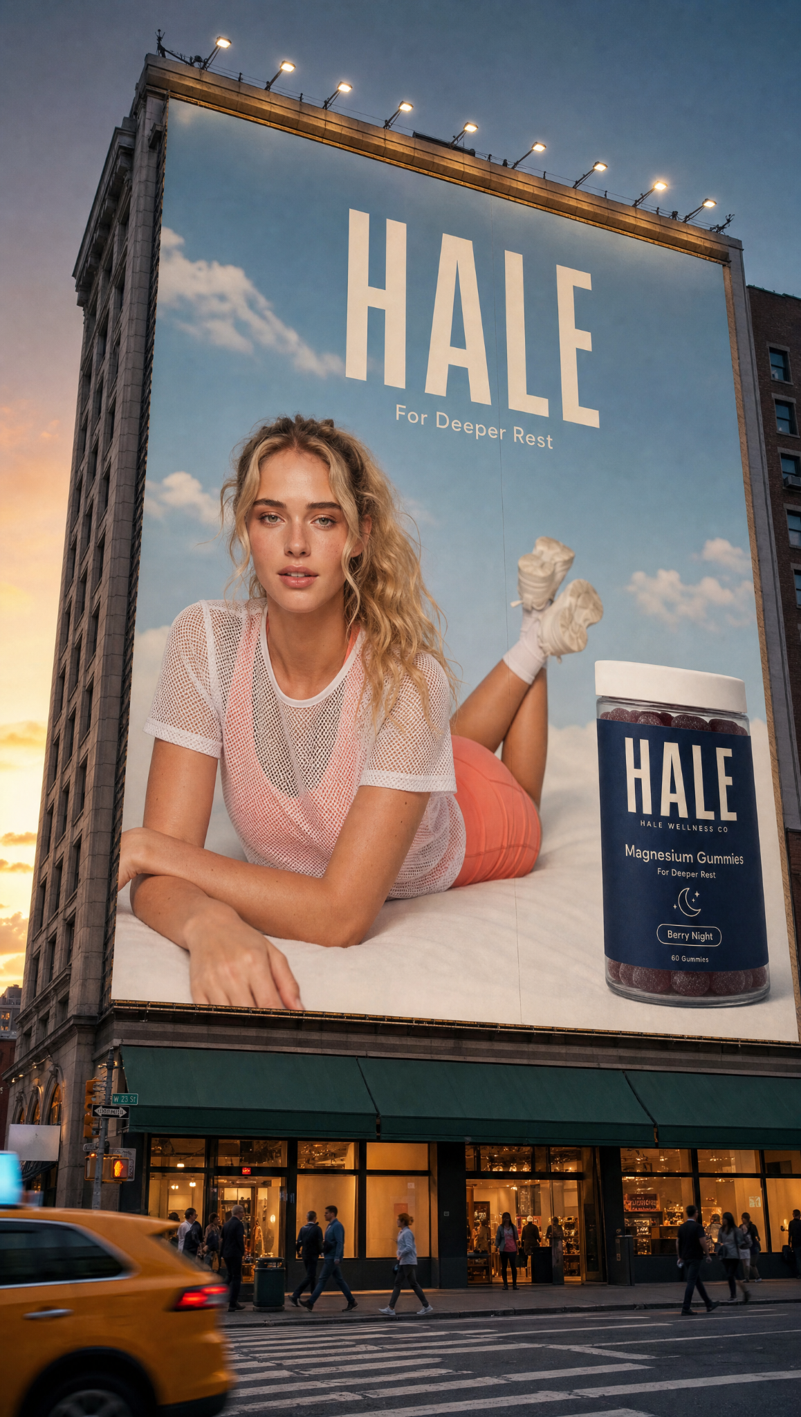 HALE product creative on a city billboard